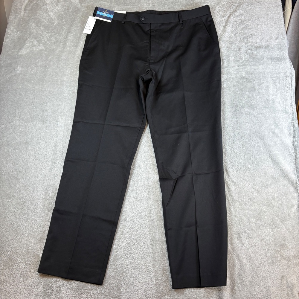 Stafford Pant Mens 40x32 Classic CoolMax Adjustec Stretch Black Dress Trouser